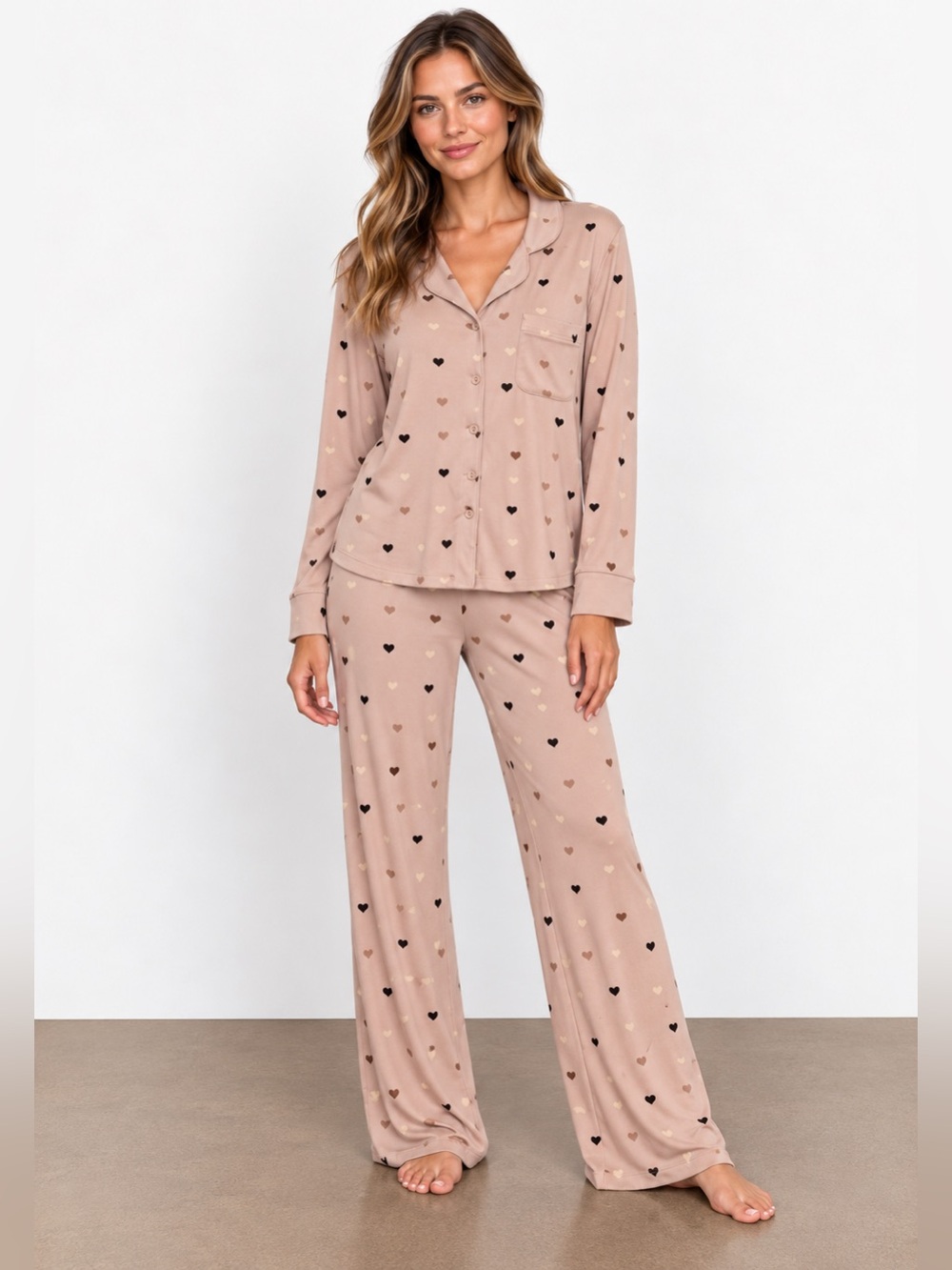 SKIMS Soft Lounge Sleep Set | Mica Mini Heart Print | Size M